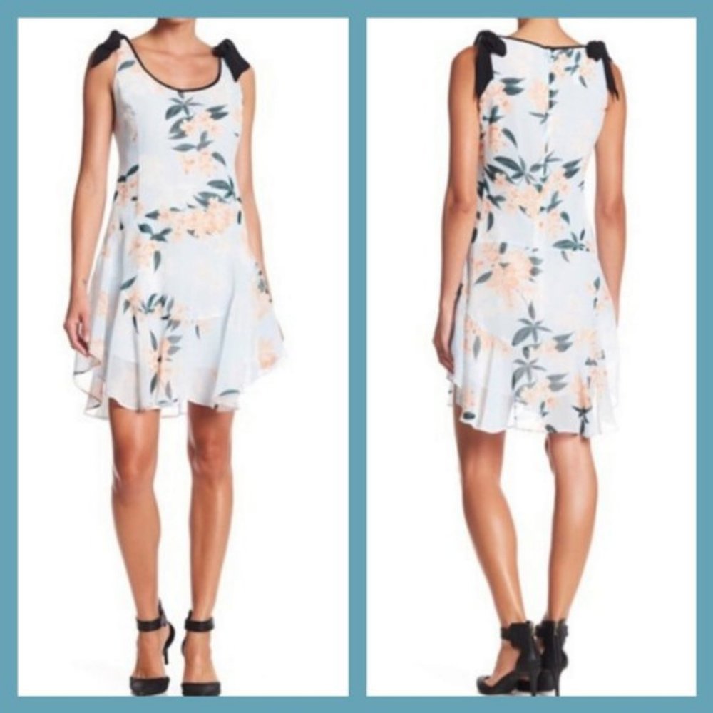 NWT Donna Morgan Floral Print Chiffon Midi Dress